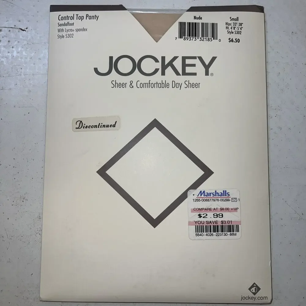 Jockey Control Top Panty Sandalfoot Nude Small #5302